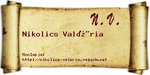 Nikolics Valéria névjegykártya